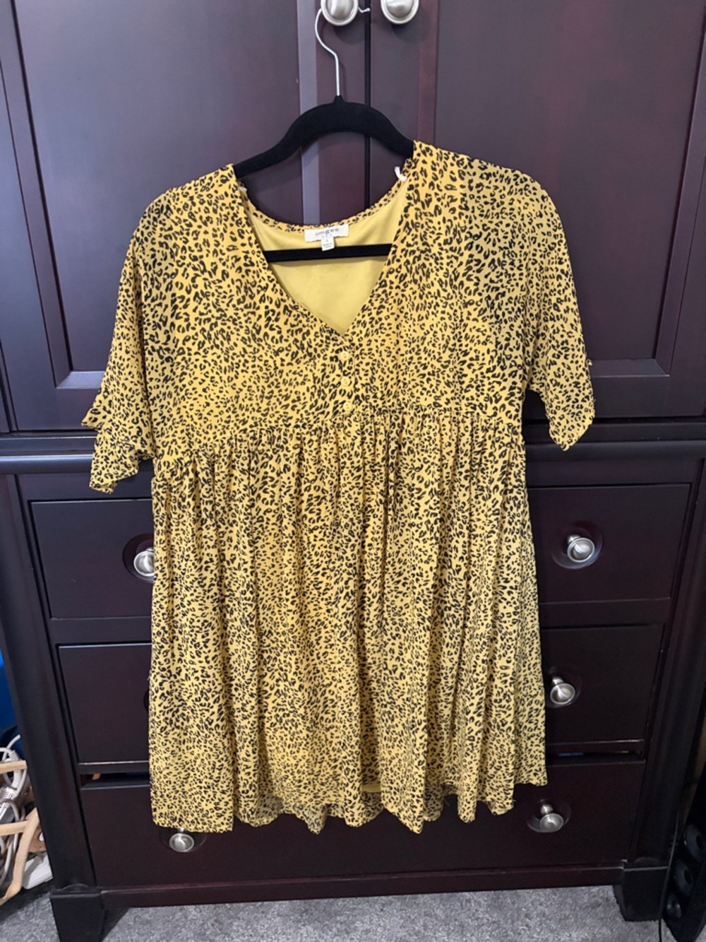 Umgee Mustard Yellow Leopard Print V-Neck Tunic